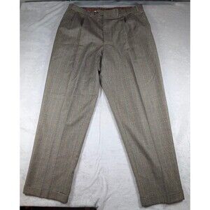 Lauren Ralph Lauren Wool Dress Pants 38x32 Houndstooth Pleated Cuffed
